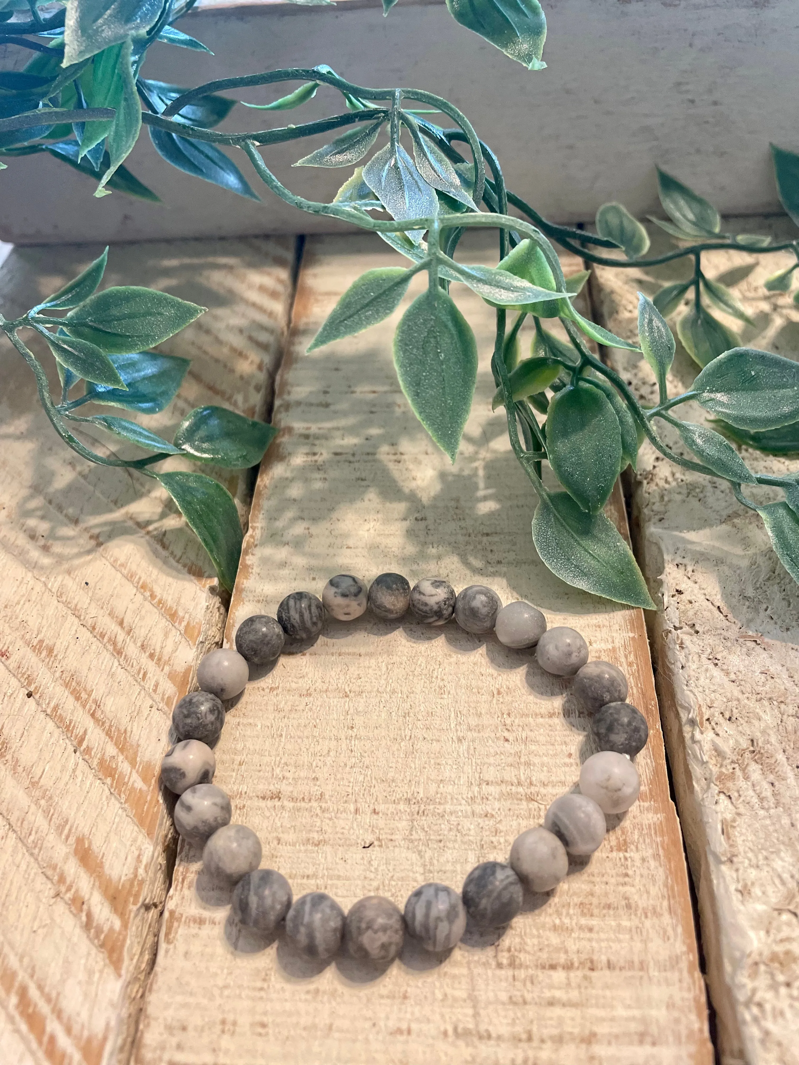 Round Stone Beaded Stretch Bracelets