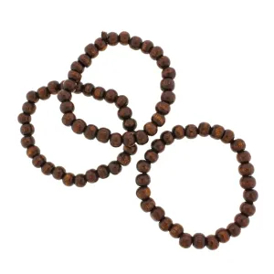 Round Wood Bead Bracelet - 50mm - Brown - 1 Bracelet - BB146