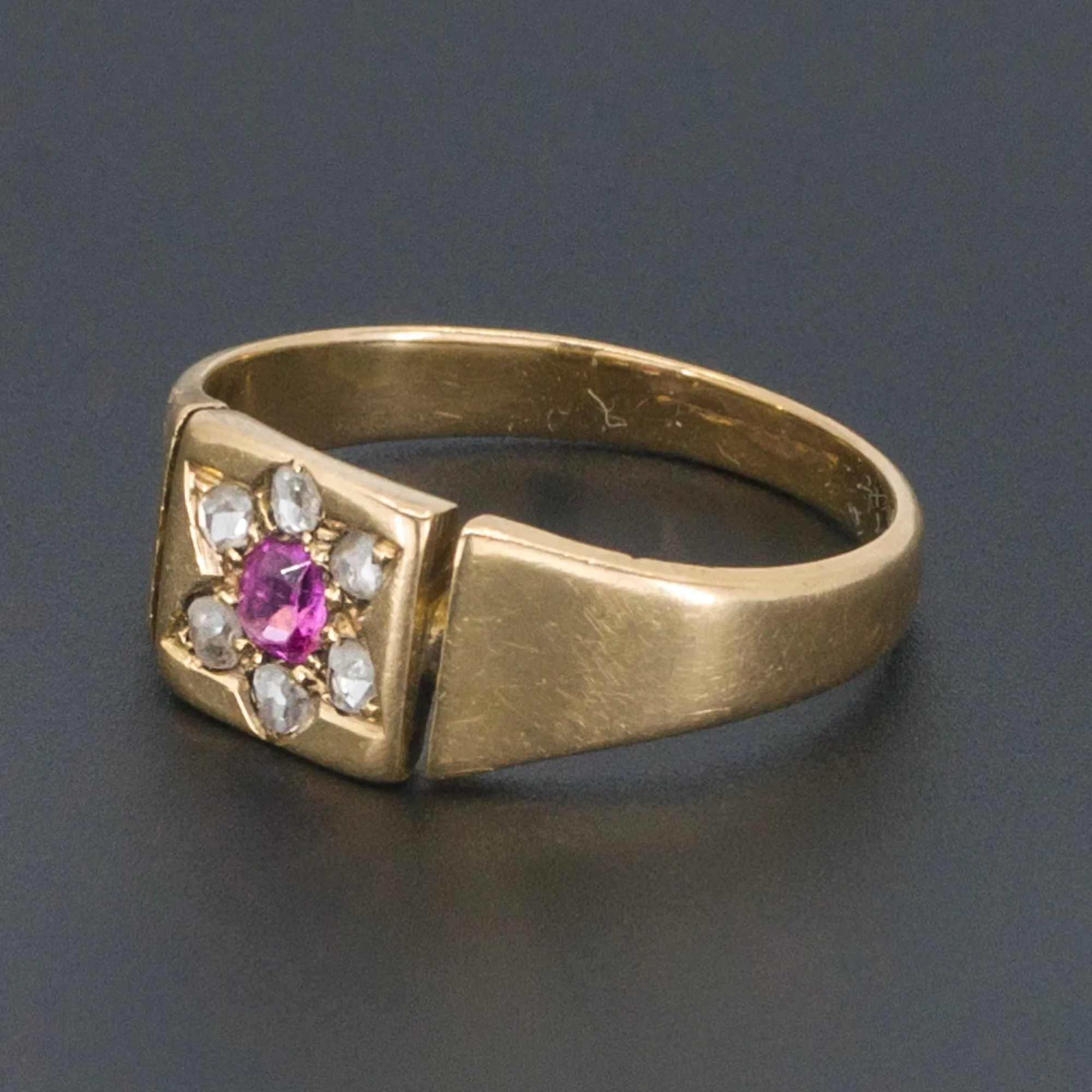 Ruby & Diamond Flower Ring | Antique Ring