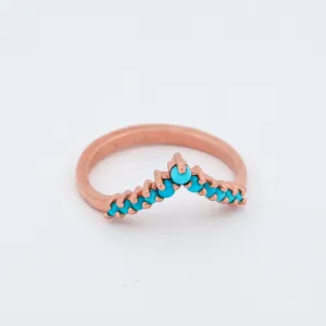 SALE RING - Rose Gold & Turquoise Cabochon Stacking Ring - Size 5.5