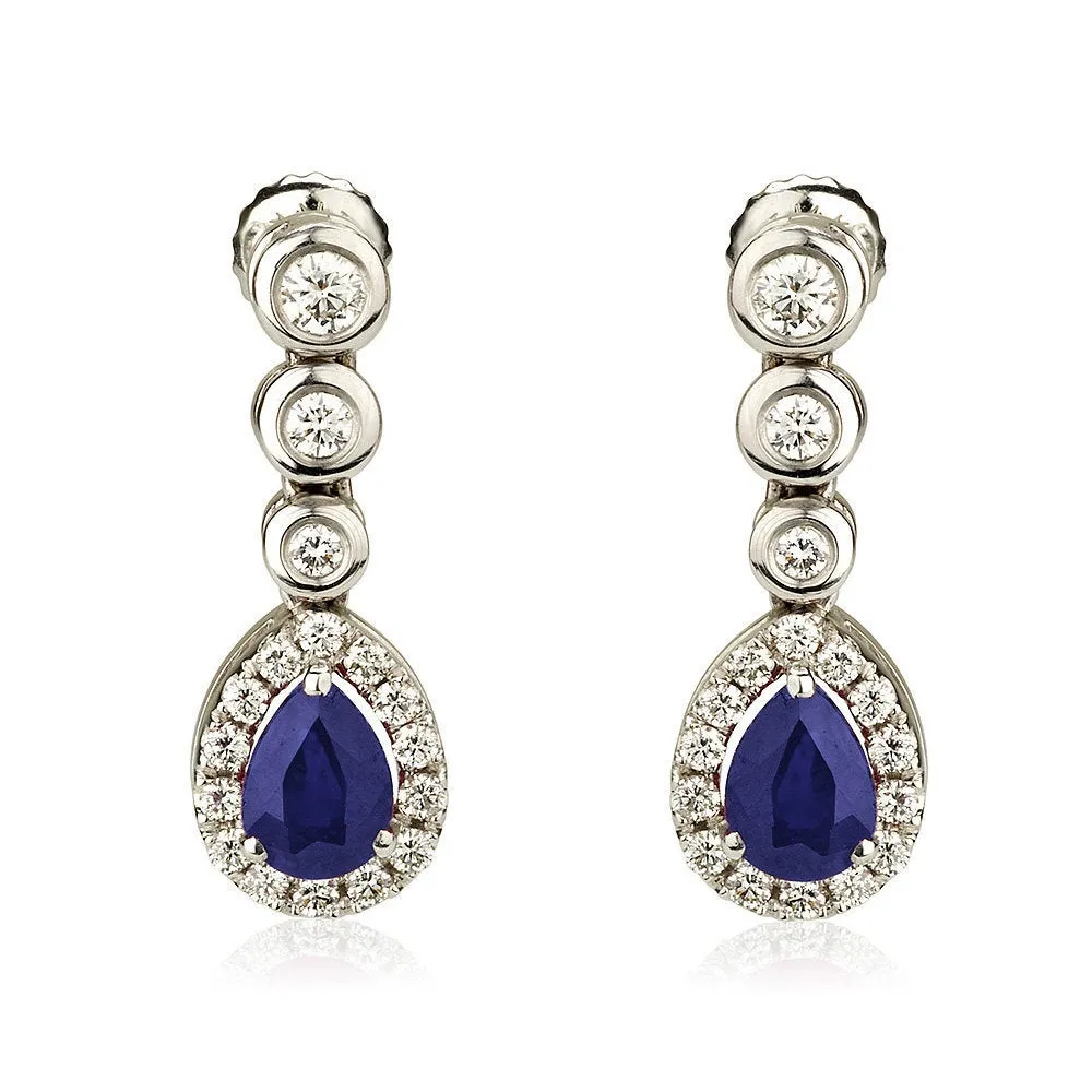 Sapphire Dangle Diamond Earrings