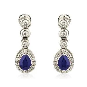 Sapphire Dangle Diamond Earrings