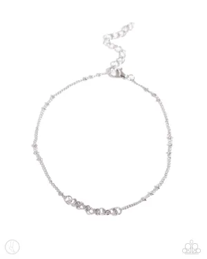 Satellite Shimmer Silver Ankle Bracelet Paparazzi