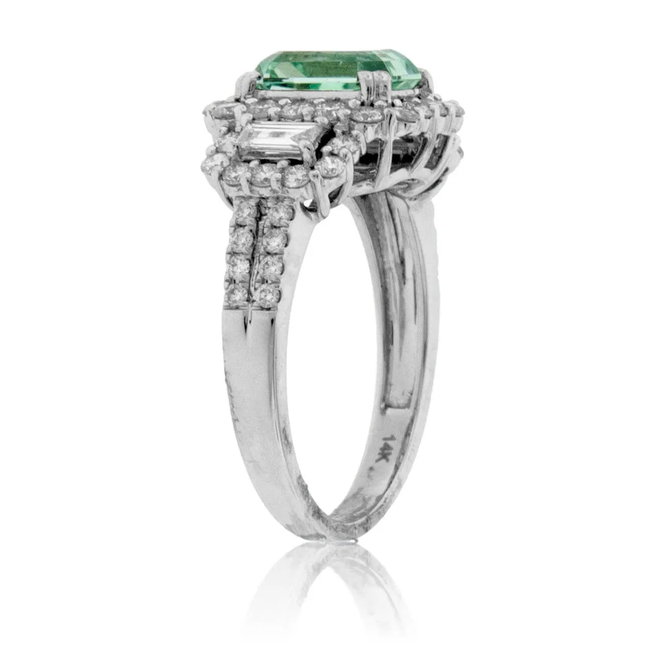Sea Foam Green Tourmaline & Diamond Ring