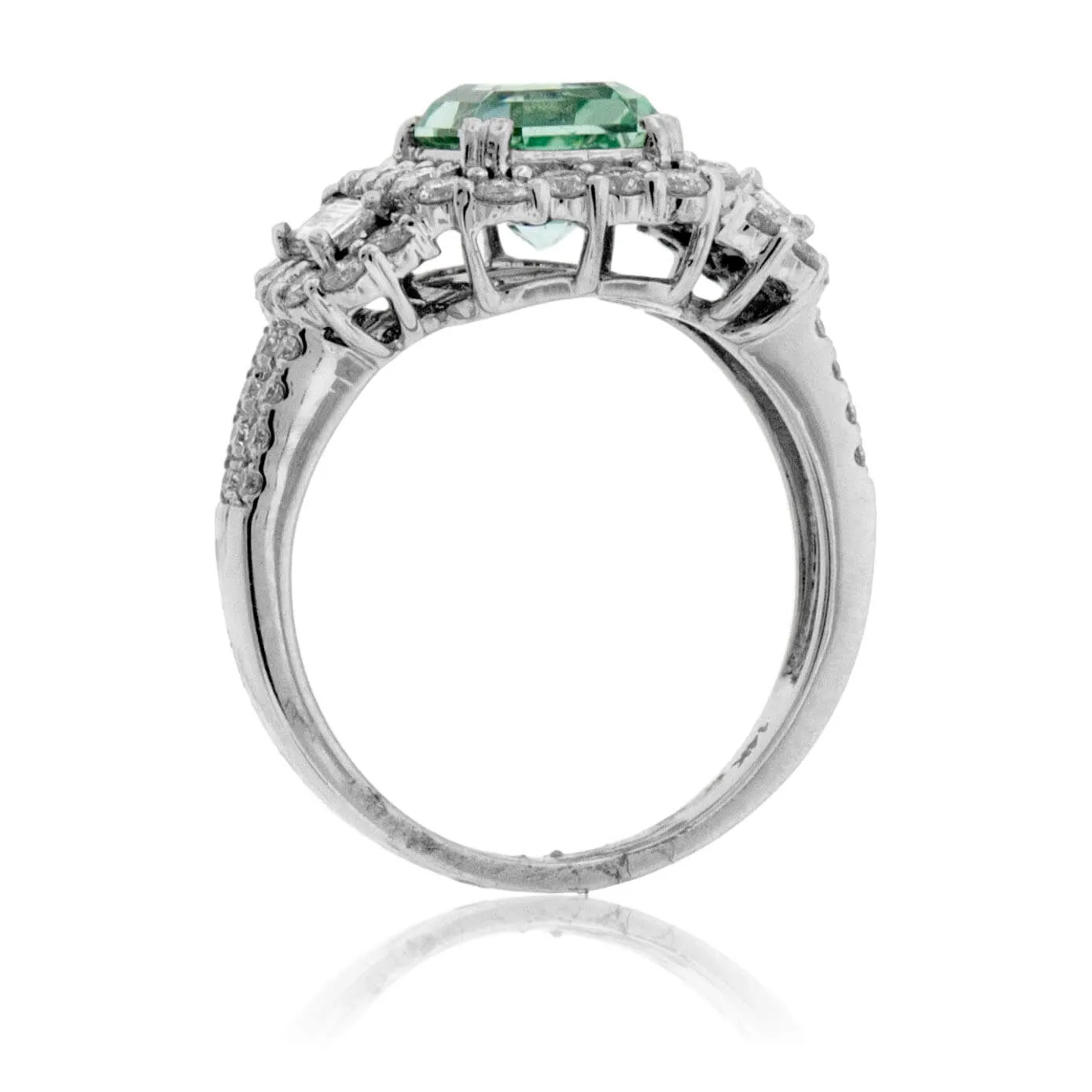 Sea Foam Green Tourmaline & Diamond Ring