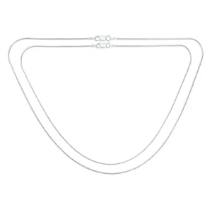 Set of 2 2MM Flexible Strong Snake Chain Necklace Sterling Silver 16 & 18 Inch