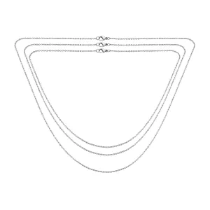 Set of 3 1MM Thin Rolo Link Cable Chain Necklace Sterling Silver 16,18 & 20 Inch