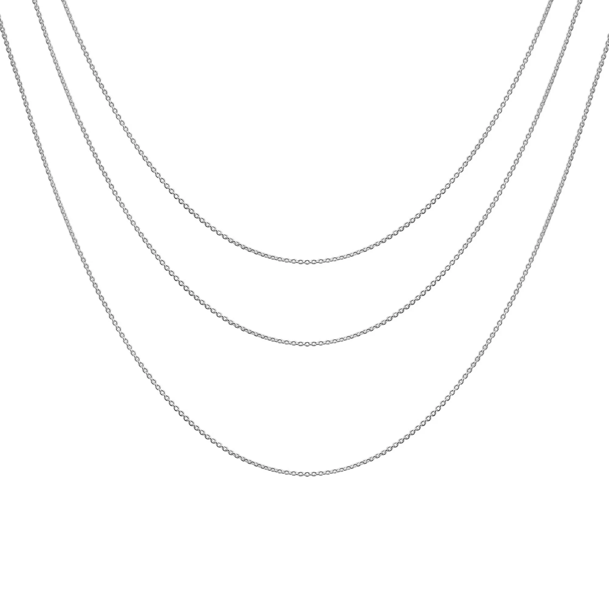 Set of 3 1MM Thin Rolo Link Cable Chain Necklace Sterling Silver 16,18 & 20 Inch