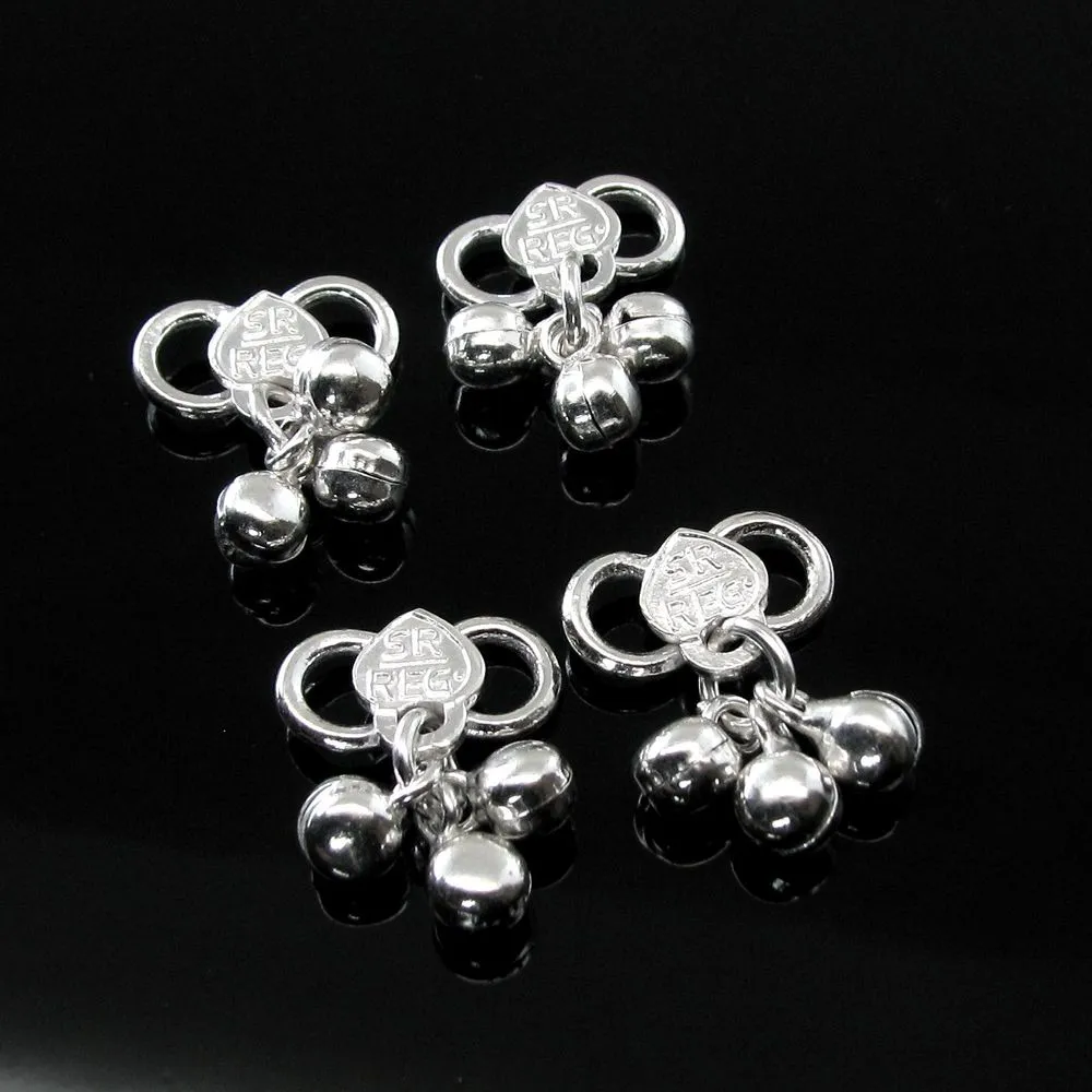 Set of Solid Silver Clasp lock Bells for Anklets