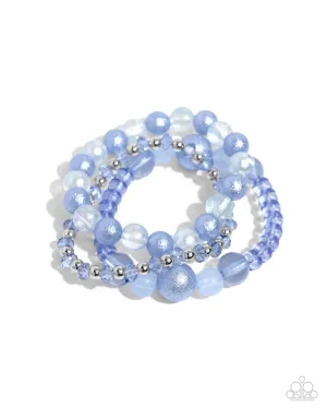 Shattered Stack - Blue - Clear, Cloudy, and Glittery Bead Paparazzi Stretchy Bracelet