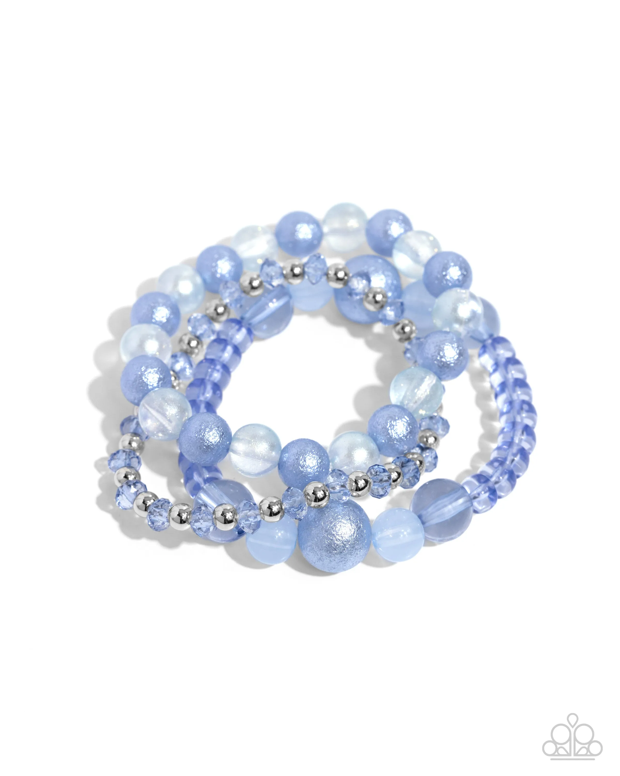 Shattered Stack - Blue - Clear, Cloudy, and Glittery Bead Paparazzi Stretchy Bracelet