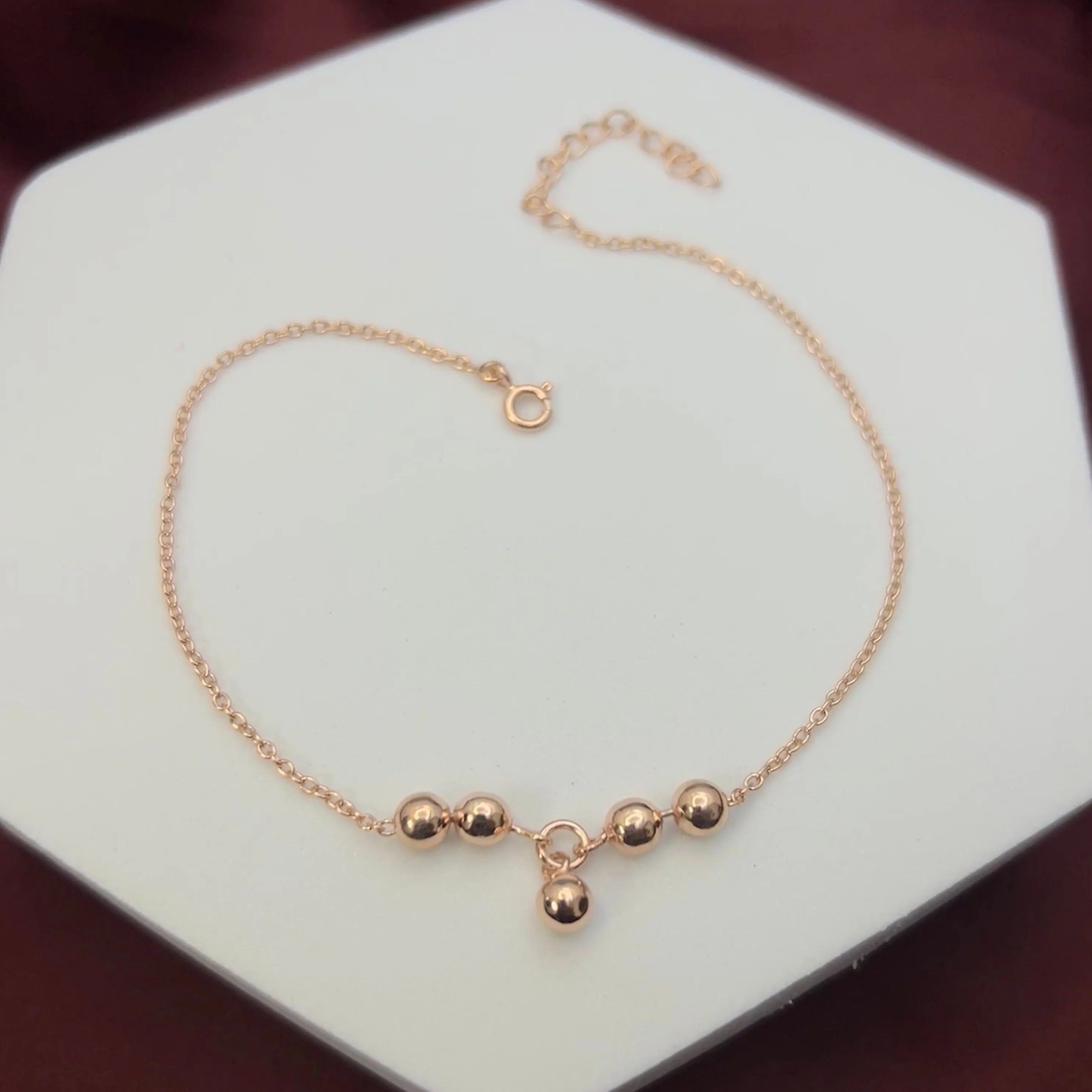 Shimmering Beads Anklet in 92.5 Sterling Silver