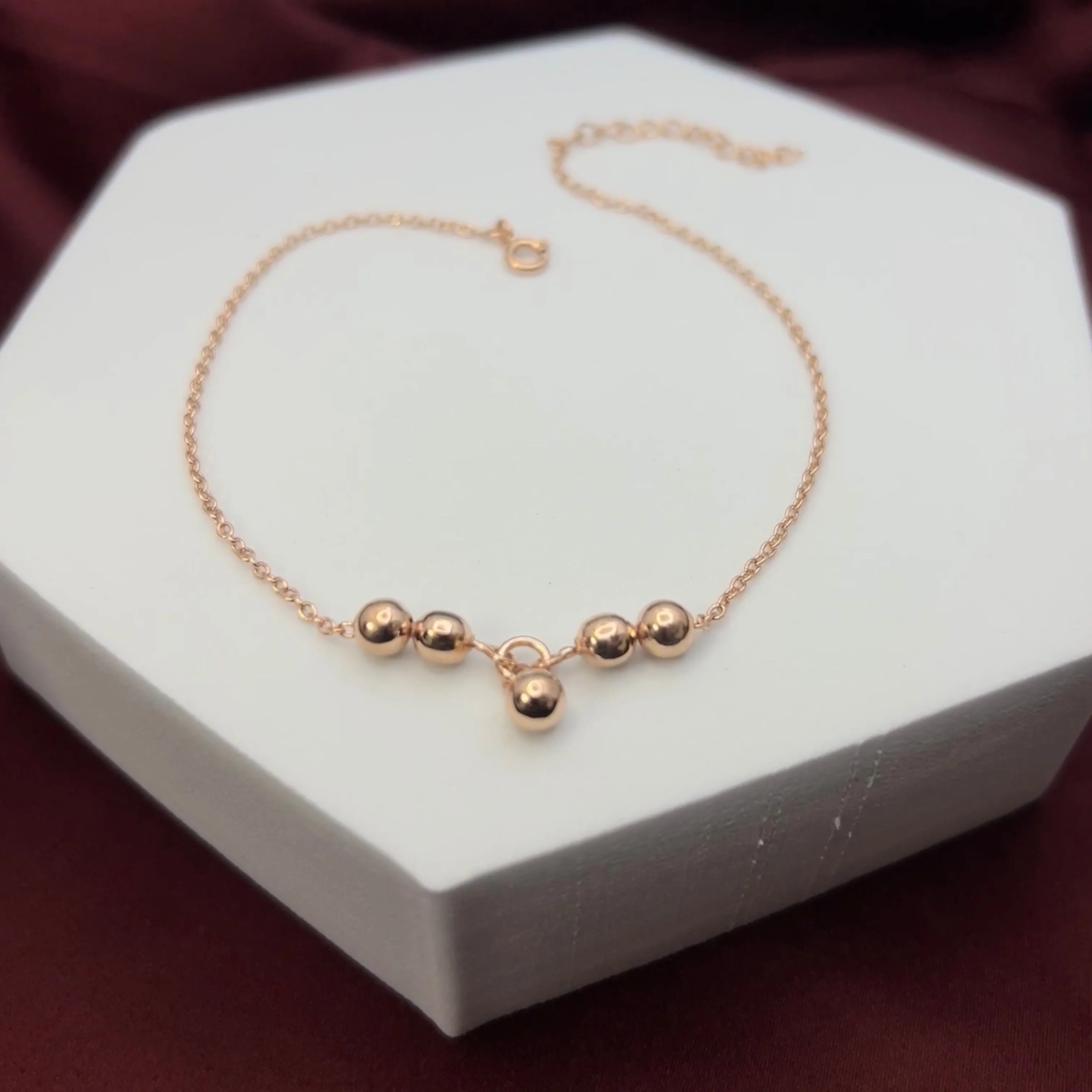 Shimmering Beads Anklet in 92.5 Sterling Silver