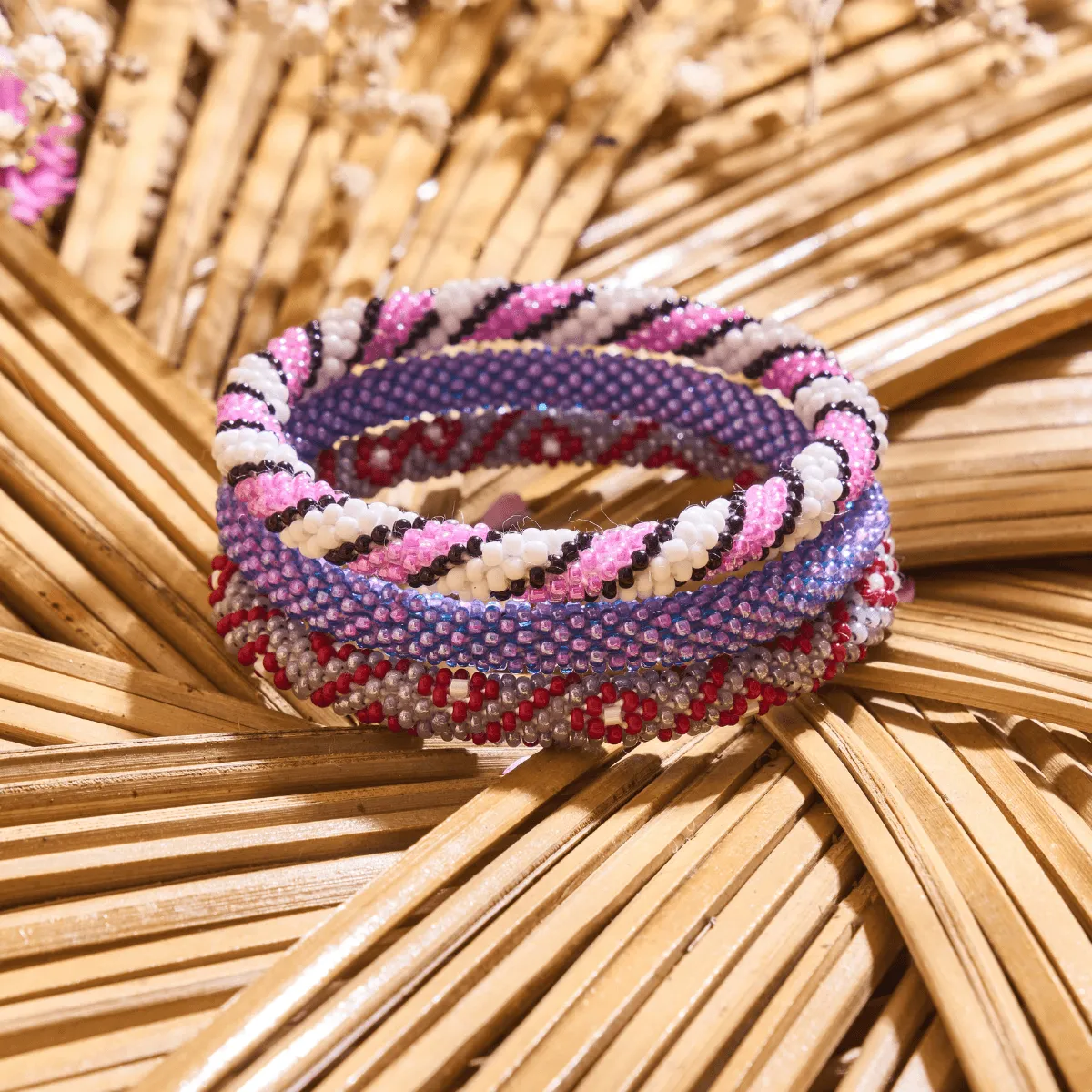 Shimmering Wisteria | Himalayan Glass Bead Bracelet