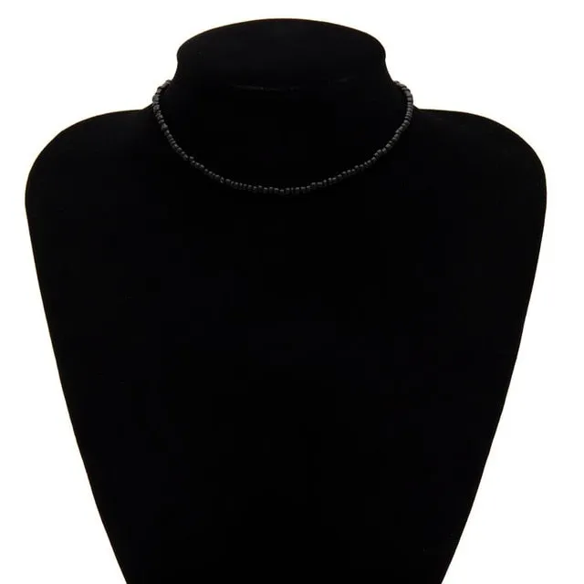 SHIXIN Separable 2 Layered White/Black Beads Necklaces Korean Small Beaded Conch Shell Choker Necklace for Women Fashion Collar