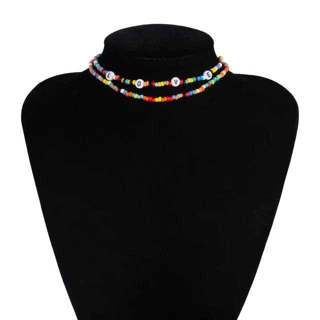 SHIXIN Separable 2 Layered White/Black Beads Necklaces Korean Small Beaded Conch Shell Choker Necklace for Women Fashion Collar