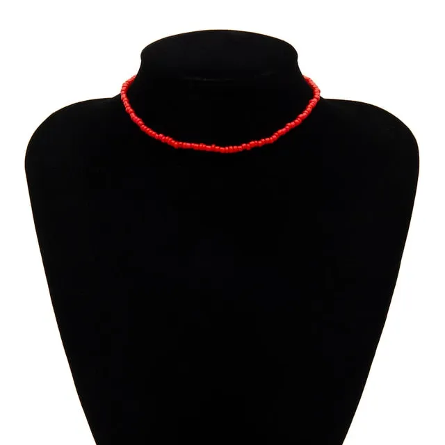 SHIXIN Separable 2 Layered White/Black Beads Necklaces Korean Small Beaded Conch Shell Choker Necklace for Women Fashion Collar