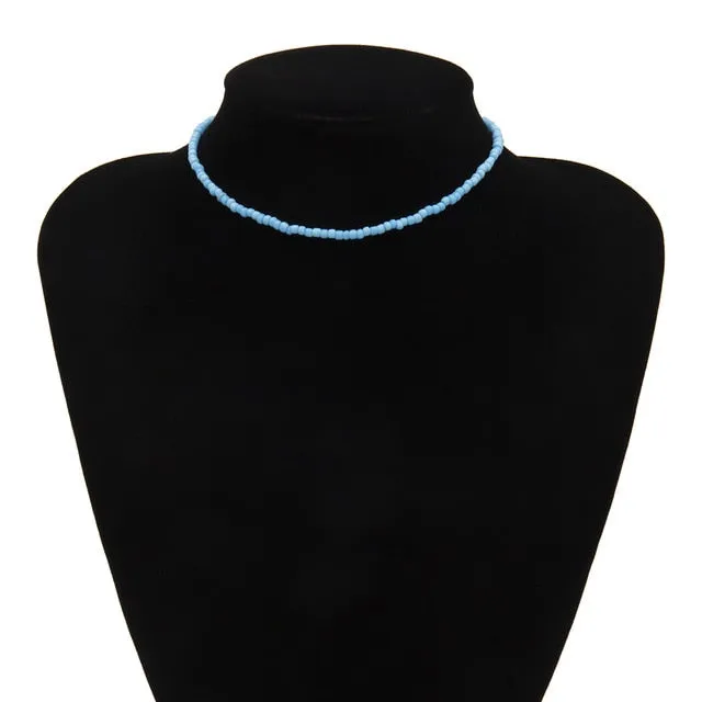 SHIXIN Separable 2 Layered White/Black Beads Necklaces Korean Small Beaded Conch Shell Choker Necklace for Women Fashion Collar