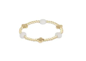 Signature Cross Admire Gold Pattern 3mm Bead Bracelet Moonstone