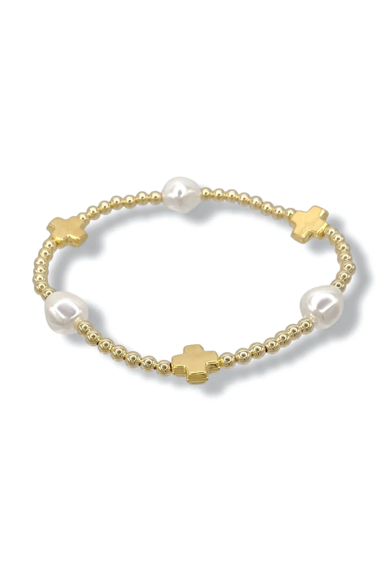 Signature Cross Gold Admire Pearl Bead Bracelet
