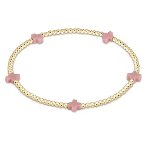 Signature Cross Small Gold Pattern 2mm Bracelet - Pink