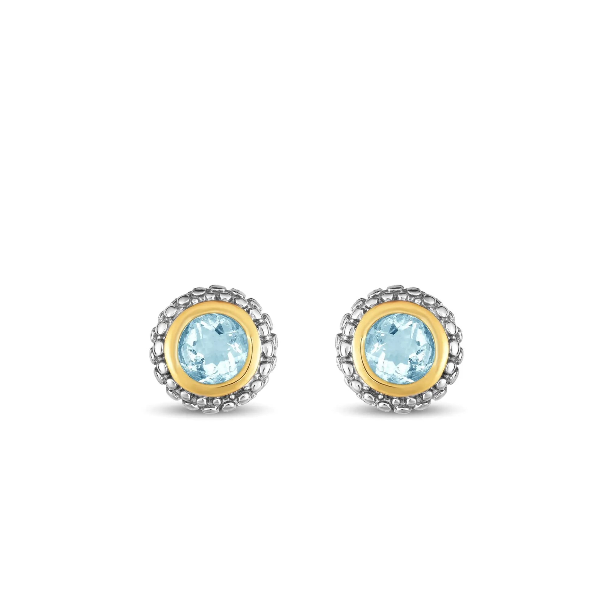 Silver & 18K Gold Prosecco Aquamarine Stud Earrings