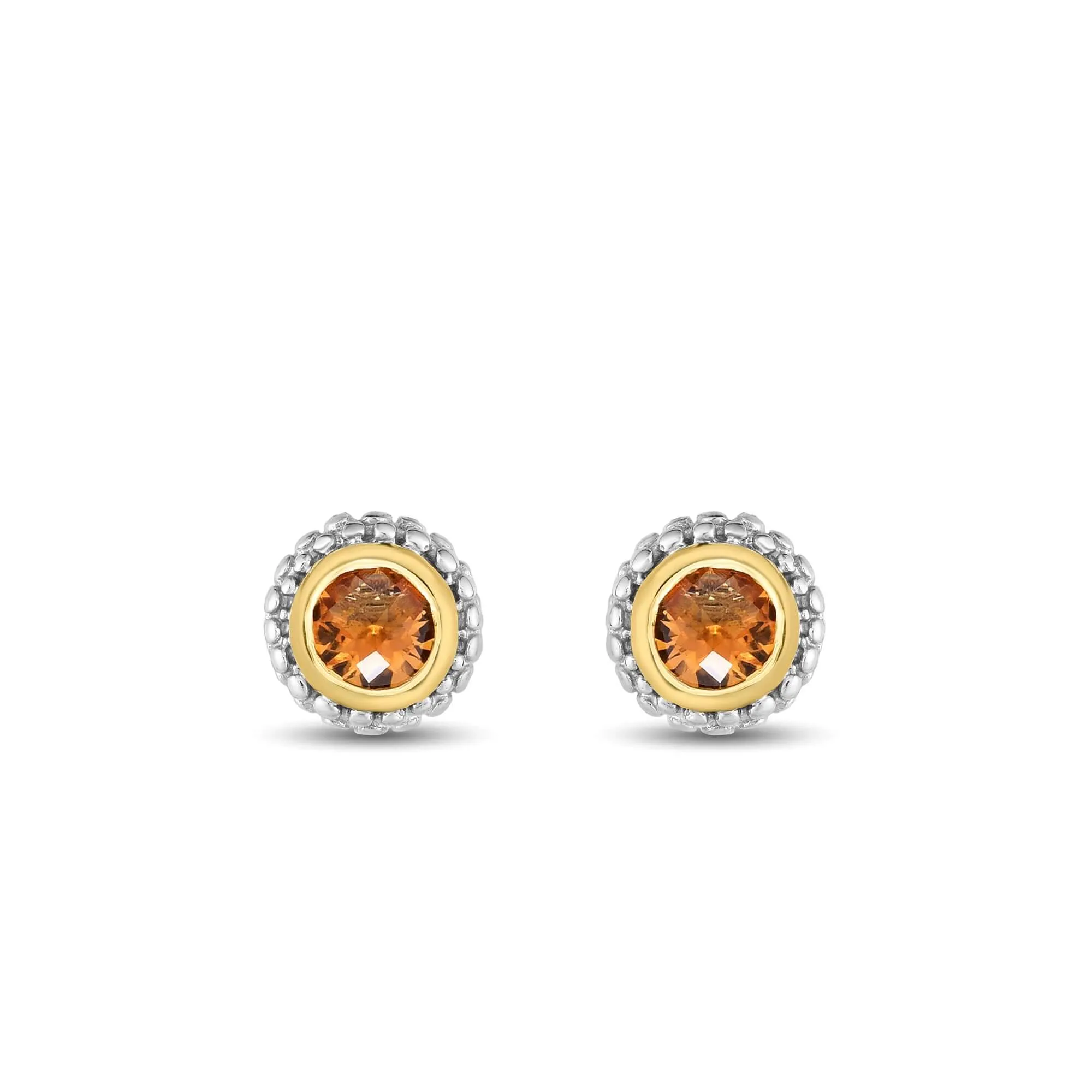 Silver & 18K Gold Prosecco Citrine Stud Earrings
