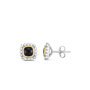 Silver & 18K Gold Prosecco Quadra Onyx Studs