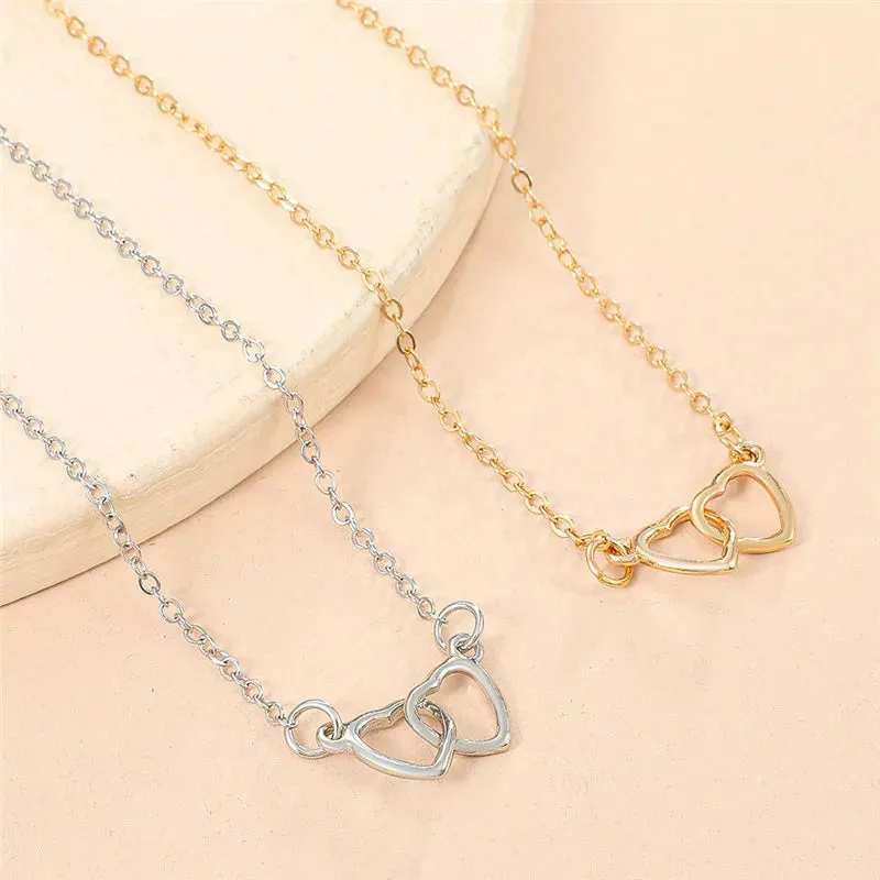 Silver Color Double Heart Anklet for Women Bling Hollow Out Love Foot Ankle Leg Bracelet Chain Jewelry