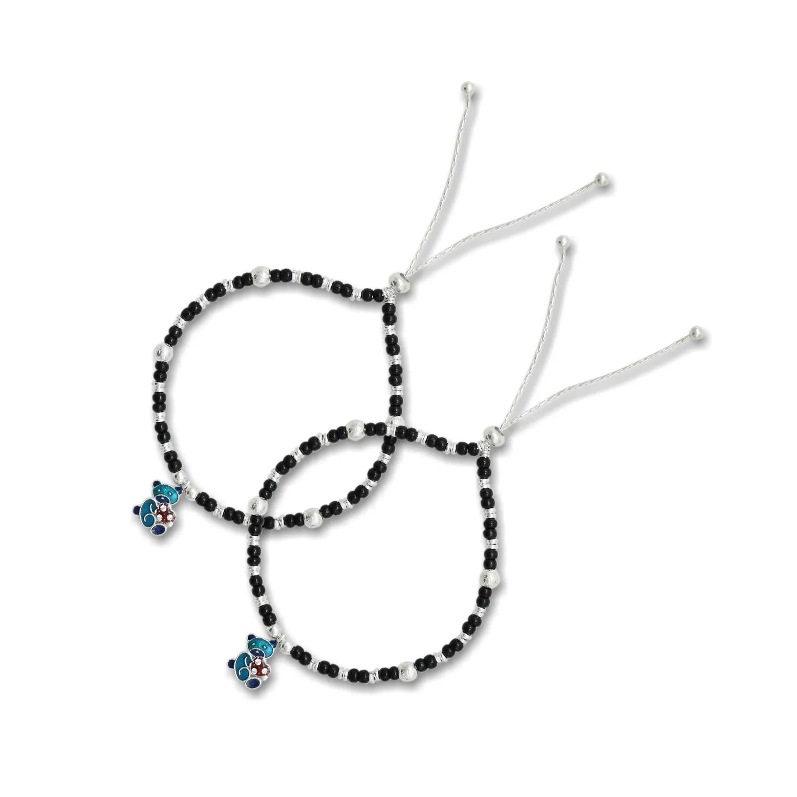 Silver Cute Teddy Girls Anklets