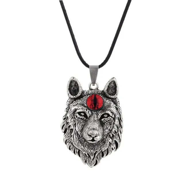 Silver Eye Wolf/ Mandala Pendant Necklace