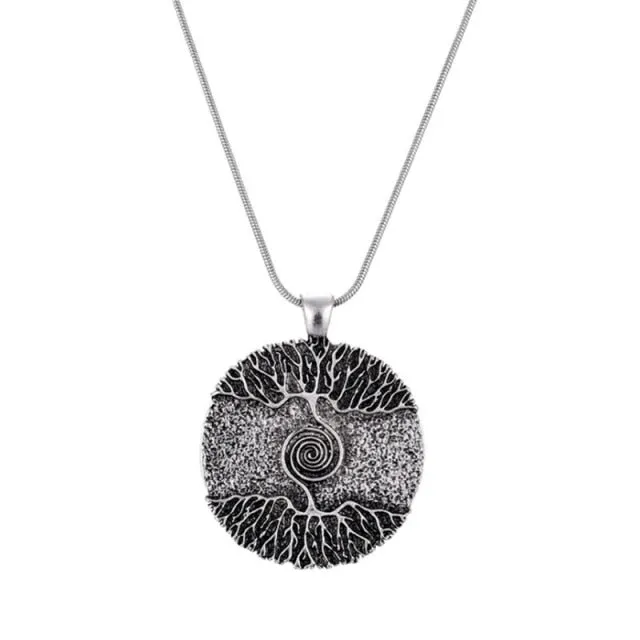 Silver Eye Wolf/ Mandala Pendant Necklace