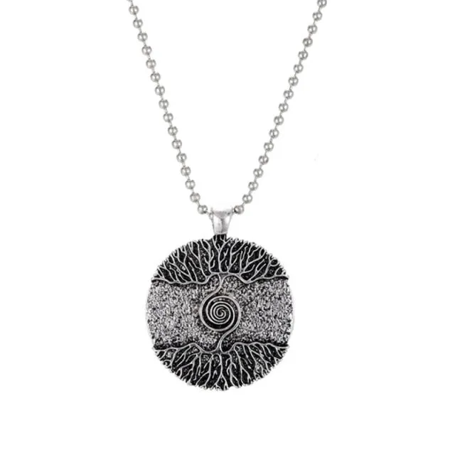 Silver Eye Wolf/ Mandala Pendant Necklace