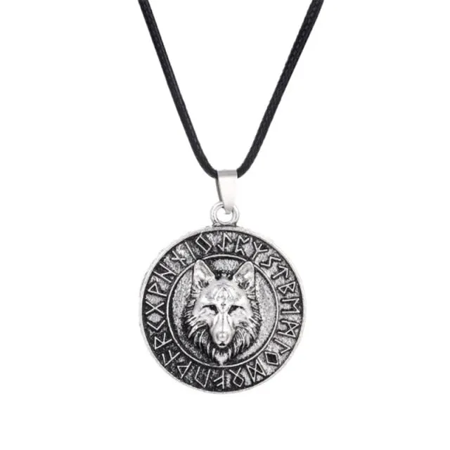 Silver Eye Wolf/ Mandala Pendant Necklace