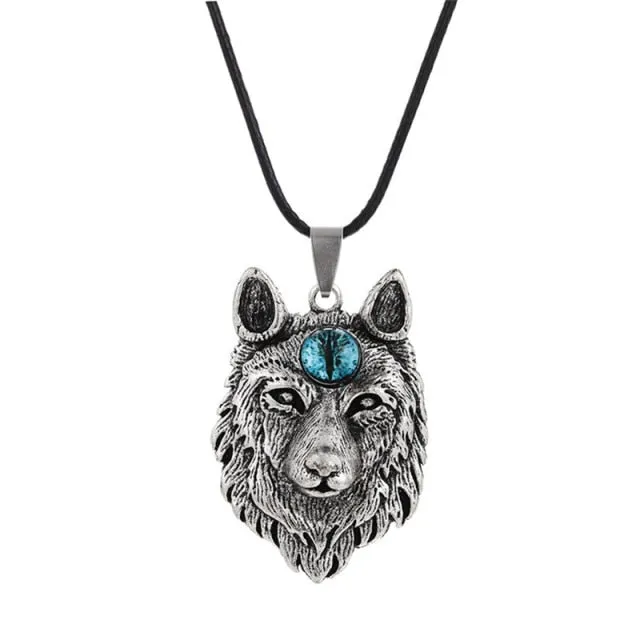 Silver Eye Wolf/ Mandala Pendant Necklace