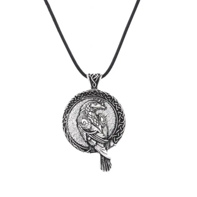 Silver Eye Wolf/ Mandala Pendant Necklace