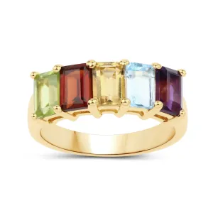 Silver Multi Gemstone Eternity Ring