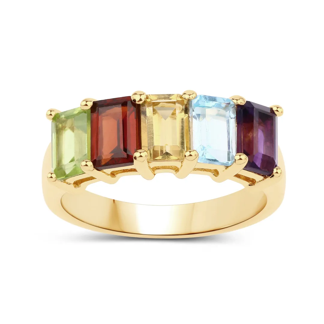 Silver Multi Gemstone Eternity Ring