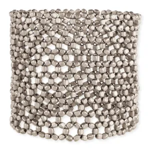 Silver Open Weave Wide Stretch Bracelet