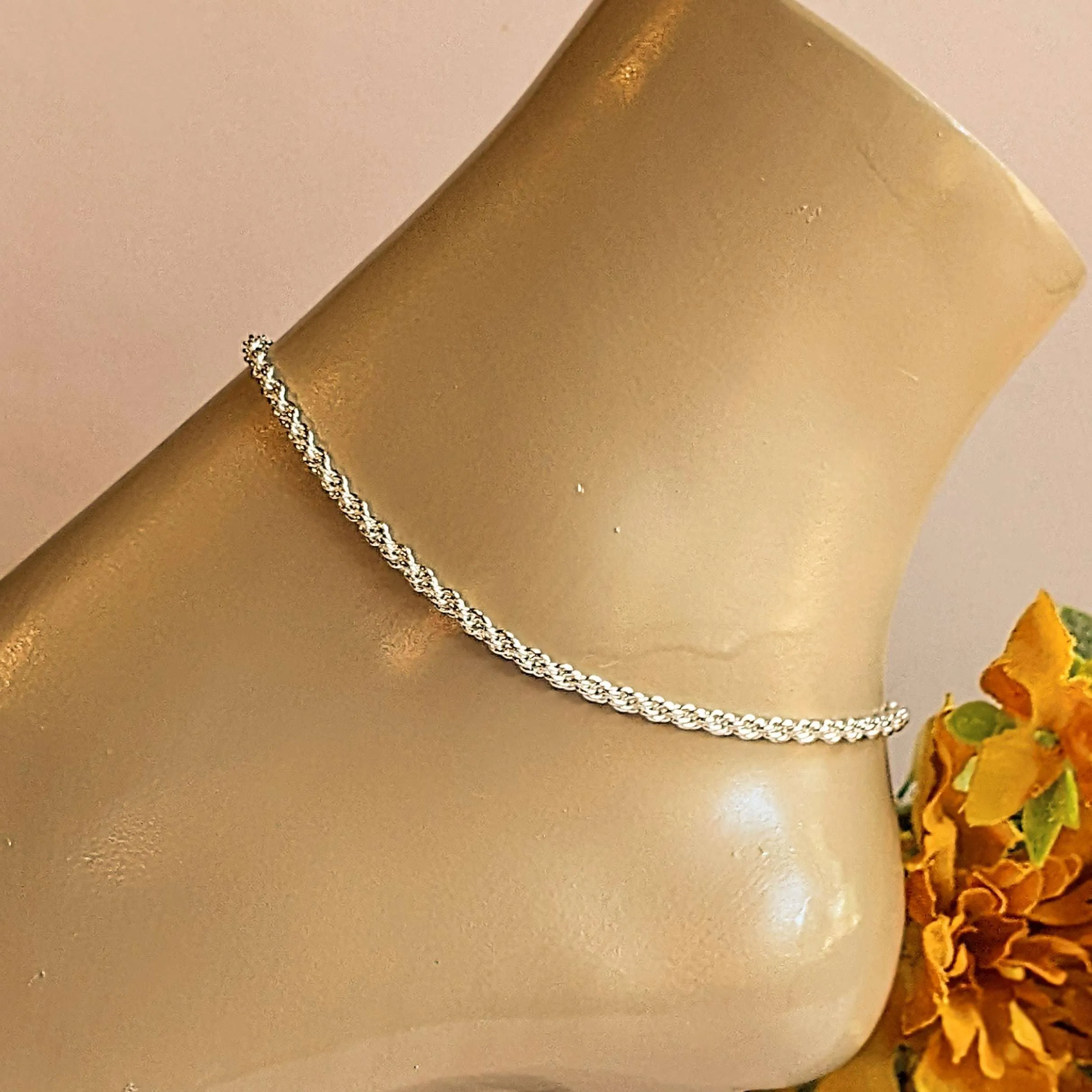 Silver Rope Chain Anklet
