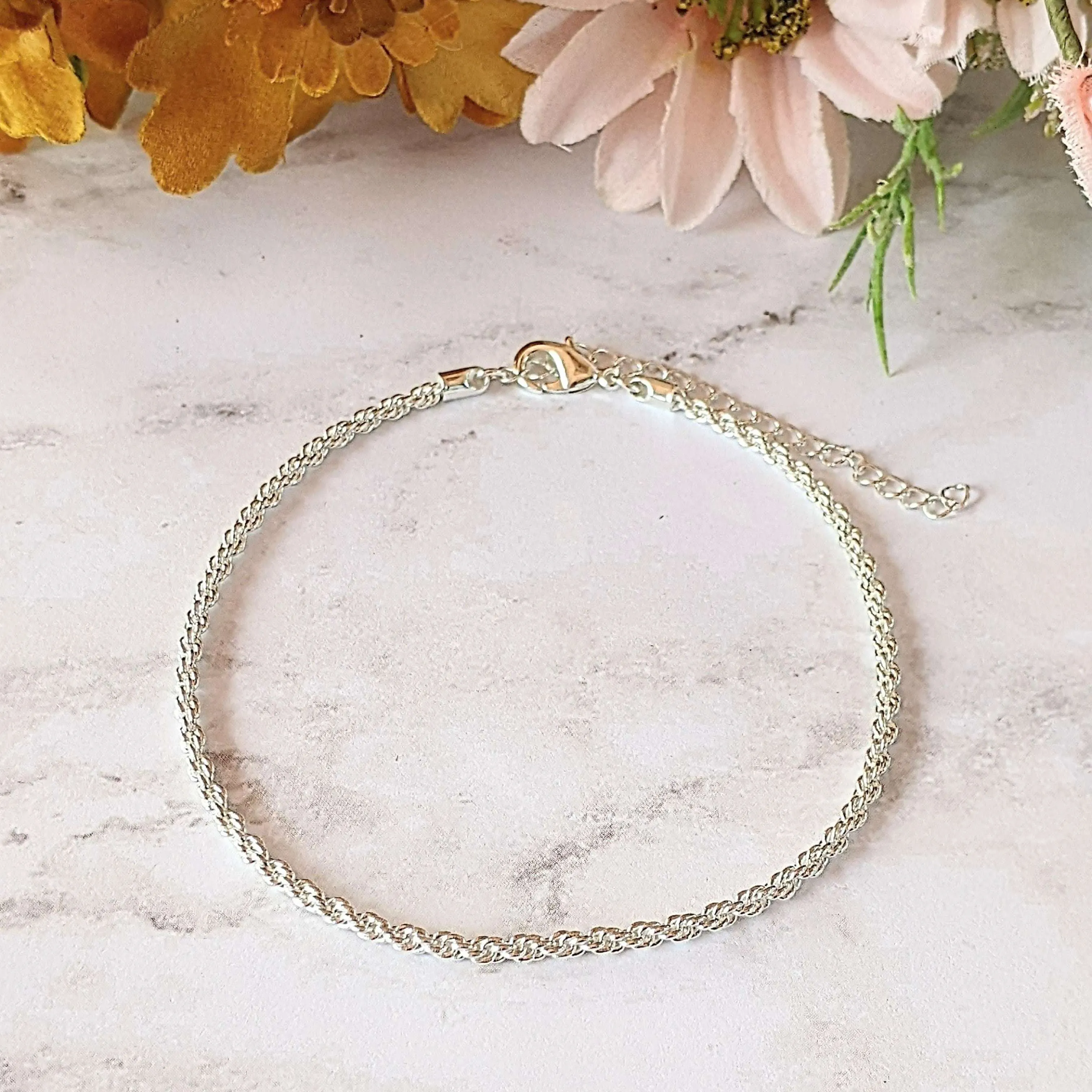 Silver Rope Chain Anklet