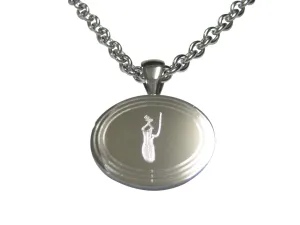Silver Toned Etched Oval Nepenthes Pitcher Carnivorous Plant Pendant Necklace