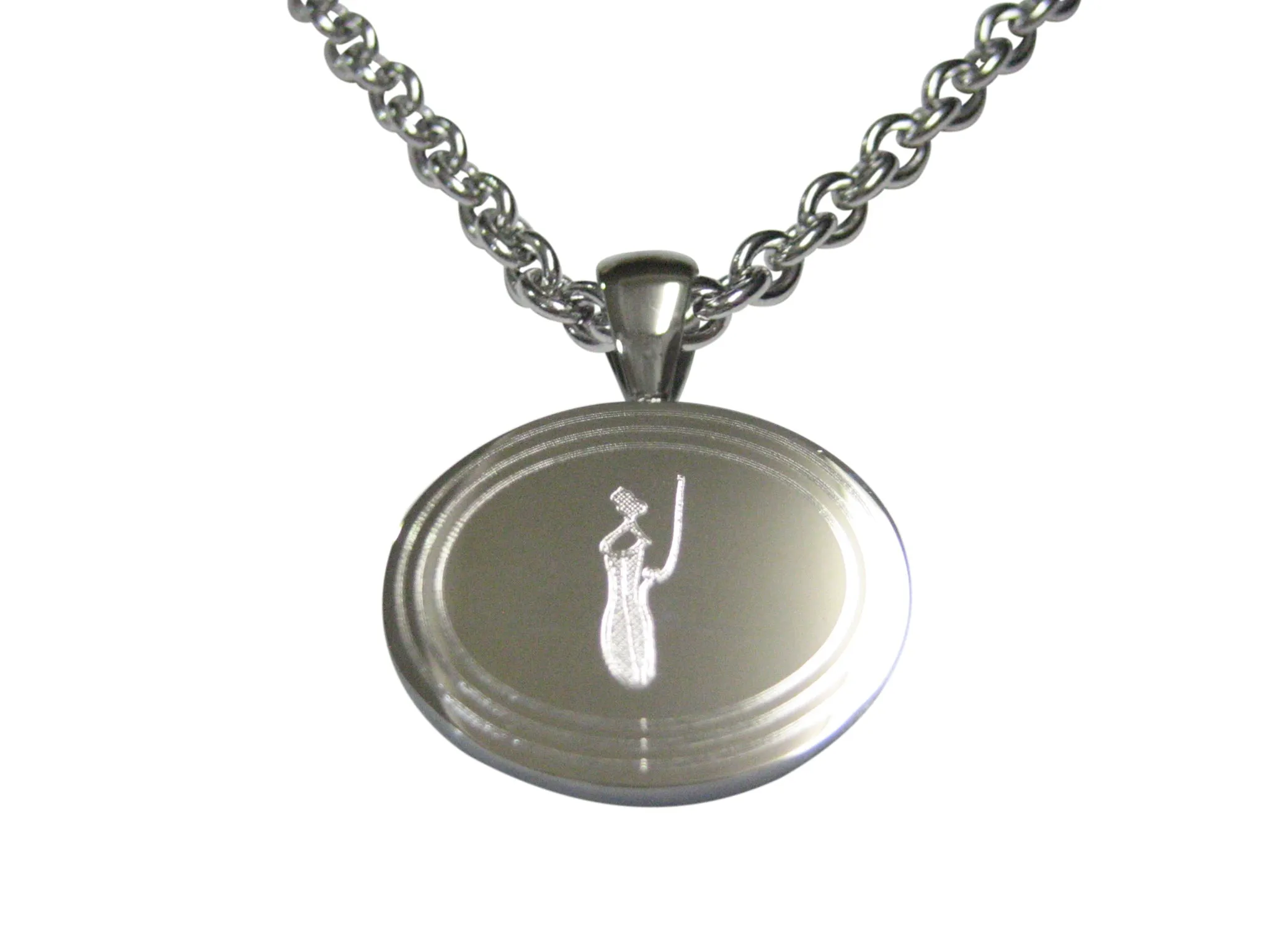 Silver Toned Etched Oval Nepenthes Pitcher Carnivorous Plant Pendant Necklace