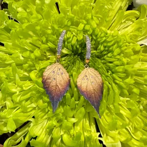 Simon G Diamond 18K Frosted Yellow Gold Leaf Drop Earrings DE184