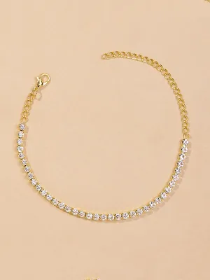 Simple Shiny Rhinestone Footchain