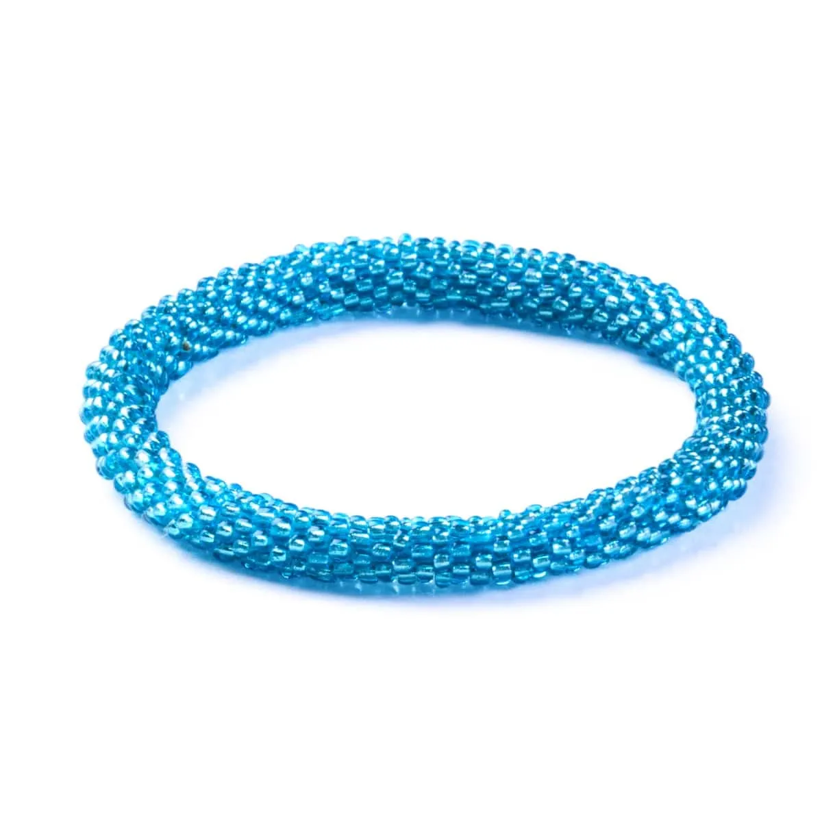Sky Blue Diamond | Himalayan Glass Bead Bracelet