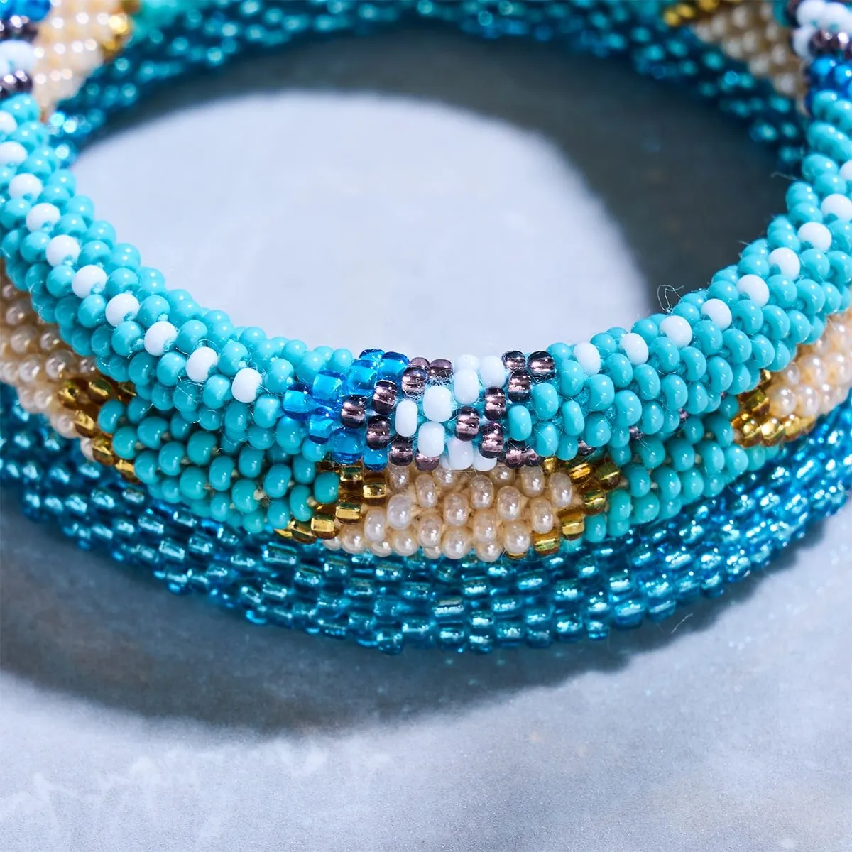 Sky Blue Diamond | Himalayan Glass Bead Bracelet