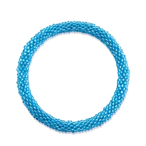 Sky Blue Diamond | Himalayan Glass Bead Bracelet