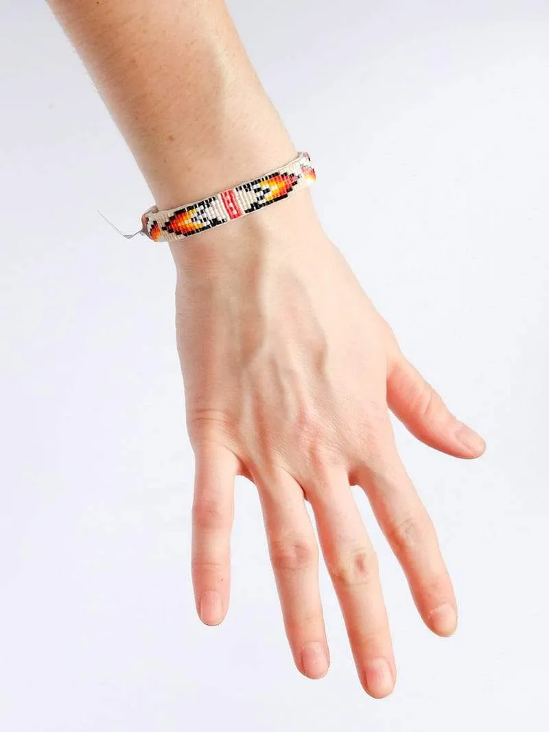 Small Shiny White Navajo Beaded Bracelet