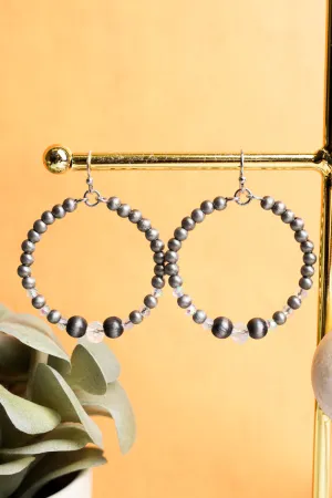 Smoketown Iridescent Bead and Silver Pearl Earrings